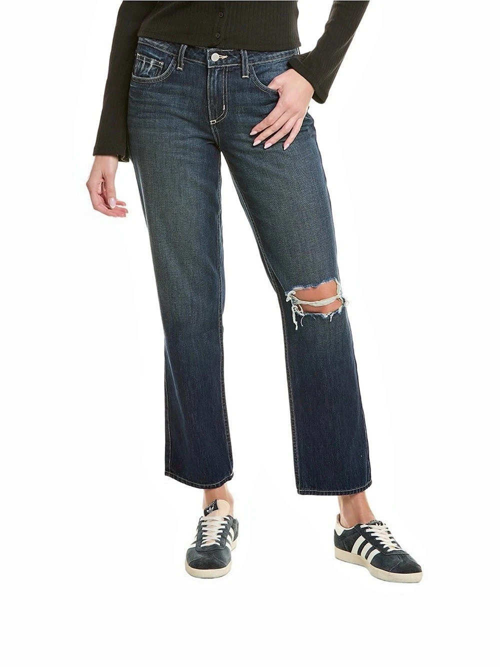 AG Distressed Straight Leg Jeans in Blue